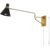 SAFAVIEH Lighting Collection Cleome Brass/White Adjustable Arm Wall Sconce Light Fixture, Ideal for Bathroom, Entryway, Vanity, Foyer, Hallway, Living Room (LED Bulb Included)(Brass/Black)