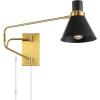 SAFAVIEH Lighting Collection Cleome Brass/White Adjustable Arm Wall Sconce Light Fixture, Ideal for Bathroom, Entryway, Vanity, Foyer, Hallway, Living Room (LED Bulb Included)(Brass/Black)