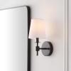 SAFAVIEH Lighting Collection Dalany Chrome Wall Sconce Set of 2 Light Fixture, with White Shade Ideal for Bathroom, Entryway, Vanity, Foyer, Hallway, Living Room (LED Bulbs Included)(Black)