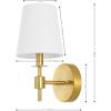 SAFAVIEH Lighting Collection Dalany Chrome Wall Sconce Set of 2 Light Fixture, with White Shade Ideal for Bathroom, Entryway, Vanity, Foyer, Hallway, Living Room (LED Bulbs Included)(Brass)