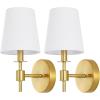 SAFAVIEH Lighting Collection Dalany Chrome Wall Sconce Set of 2 Light Fixture, with White Shade Ideal for Bathroom, Entryway, Vanity, Foyer, Hallway, Living Room (LED Bulbs Included)(Brass)