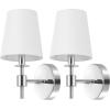 SAFAVIEH Lighting Collection Dalany Chrome Wall Sconce Set of 2 Light Fixture, with White Shade Ideal for Bathroom, Entryway, Vanity, Foyer, Hallway, Living Room (LED Bulbs Included)(Chrome)