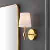 SAFAVIEH Lighting Collection Dalany Chrome Wall Sconce Set of 2 Light Fixture, with White Shade Ideal for Bathroom, Entryway, Vanity, Foyer, Hallway, Living Room (LED Bulbs Included)(Brass)