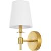 SAFAVIEH Lighting Collection Dalany Chrome Wall Sconce Set of 2 Light Fixture, with White Shade Ideal for Bathroom, Entryway, Vanity, Foyer, Hallway, Living Room (LED Bulbs Included)(Brass)