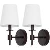 SAFAVIEH Lighting Collection Dalany Chrome Wall Sconce Set of 2 Light Fixture, with White Shade Ideal for Bathroom, Entryway, Vanity, Foyer, Hallway, Living Room (LED Bulbs Included)(Black)