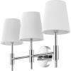 SAFAVIEH Lighting Collection Darya Brass 3-Light Wall Sconce Light Fixture, with White Shade Ideal for Bathroom, Entryway, Vanity Over Mirror, Foyer, Hallway, Living Room (LED Bulbs Included)(Chrome)