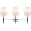 SAFAVIEH Lighting Collection Darya Brass 3-Light Wall Sconce Light Fixture, with White Shade Ideal for Bathroom, Entryway, Vanity Over Mirror, Foyer, Hallway, Living Room (LED Bulbs Included)(Chrome)