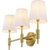 SAFAVIEH Lighting Collection Darya Brass 3-Light Wall Sconce Light Fixture, with White Shade Ideal for Bathroom, Entryway, Vanity Over Mirror, Foyer, Hallway, Living Room (LED Bulbs Included)(Brass)