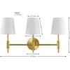 SAFAVIEH Lighting Collection Darya Brass 3-Light Wall Sconce Light Fixture, with White Shade Ideal for Bathroom, Entryway, Vanity Over Mirror, Foyer, Hallway, Living Room (LED Bulbs Included)(Brass)