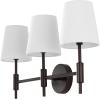 SAFAVIEH Lighting Collection Darya Brass 3-Light Wall Sconce Light Fixture, with White Shade Ideal for Bathroom, Entryway, Vanity Over Mirror, Foyer, Hallway, Living Room (LED Bulbs Included)(Black)