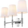 SAFAVIEH Lighting Collection Darya Brass 3-Light Wall Sconce Light Fixture, with White Shade Ideal for Bathroom, Entryway, Vanity Over Mirror, Foyer, Hallway, Living Room (LED Bulbs Included)(Chrome)