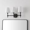SAFAVIEH Lighting Collection Davielle Black 3-Light Wall Sconce Light Fixture, with White Shade Ideal for Bathroom, Entryway, Vanity Over Mirror, Foyer, Hallway, Living Room (LED Bulbs Included)(Black)