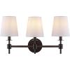 SAFAVIEH Lighting Collection Davielle Black 3-Light Wall Sconce Light Fixture, with White Shade Ideal for Bathroom, Entryway, Vanity Over Mirror, Foyer, Hallway, Living Room (LED Bulbs Included)(Black)
