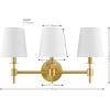 SAFAVIEH Lighting Collection Davielle Black 3-Light Wall Sconce Light Fixture, with White Shade Ideal for Bathroom, Entryway, Vanity Over Mirror, Foyer, Hallway, Living Room (LED Bulbs Included)(Brass)