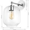 SAFAVIEH Lighting Collection Edie Black/Clear Glass Shade Wall Sconce Set of 2 Light Fixture, Ideal for Bathroom, Entryway, Vanity, Foyer, Hallway, Living Room (LED Bulbs Included)(Chrome)