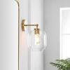 SAFAVIEH Lighting Collection Edie Black/Clear Glass Shade Wall Sconce Set of 2 Light Fixture, Ideal for Bathroom, Entryway, Vanity, Foyer, Hallway, Living Room (LED Bulbs Included)(Brass)