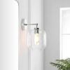 SAFAVIEH Lighting Collection Edie Black/Clear Glass Shade Wall Sconce Set of 2 Light Fixture, Ideal for Bathroom, Entryway, Vanity, Foyer, Hallway, Living Room (LED Bulbs Included)(Chrome)