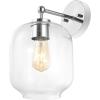 SAFAVIEH Lighting Collection Edie Black/Clear Glass Shade Wall Sconce Set of 2 Light Fixture, Ideal for Bathroom, Entryway, Vanity, Foyer, Hallway, Living Room (LED Bulbs Included)(Chrome)