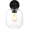 SAFAVIEH Lighting Collection Edie Black/Clear Glass Shade Wall Sconce Set of 2 Light Fixture, Ideal for Bathroom, Entryway, Vanity, Foyer, Hallway, Living Room (LED Bulbs Included)(Black)