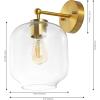 SAFAVIEH Lighting Collection Edie Black/Clear Glass Shade Wall Sconce Set of 2 Light Fixture, Ideal for Bathroom, Entryway, Vanity, Foyer, Hallway, Living Room (LED Bulbs Included)(Brass)