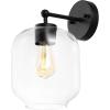 SAFAVIEH Lighting Collection Edie Black/Clear Glass Shade Wall Sconce Set of 2 Light Fixture, Ideal for Bathroom, Entryway, Vanity, Foyer, Hallway, Living Room (LED Bulbs Included)(Black)