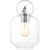 SAFAVIEH Lighting Collection Edie Black/Clear Glass Shade Wall Sconce Set of 2 Light Fixture, Ideal for Bathroom, Entryway, Vanity, Foyer, Hallway, Living Room (LED Bulbs Included)(Chrome)