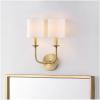 SAFAVIEH Lighting Collection Ferrara Gold/White Shade 2-Light Single Wall Sconce