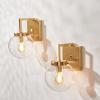 SAFAVIEH Lighting Collection Ganon Contemporary Brass/Clear Orb Wall Sconce Set of 2(Brass/Clear)