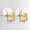 SAFAVIEH Lighting Collection Ganon Contemporary Brass/Clear Orb Wall Sconce Set of 2(Brass/Clear)