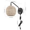 SAFAVIEH Lighting Collection Grigory Boho Coastal Natural Rattan/Black Wall Sconce Set of 2