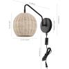SAFAVIEH Lighting Collection Grigory Boho Coastal Natural Rattan/Black Wall Sconce Set of 2