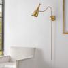 SAFAVIEH Lighting Collection Hellene Brass 1-light Swing Arm Wall Sconce Light Fixture Ideal for Bathroom, Entryway, Vanity, Foyer, Hallway, Living Room (LED Bulb Included)