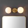 SAFAVIEH Lighting Collection Hymn Chrome 2-light Globe Wall Sconce Light Fixture Ideal for Bathroom, Entryway, Vanity, Foyer, Hallway, Living Room (LED Bulbs Included)(Brass)