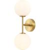 SAFAVIEH Lighting Collection Hymn Chrome 2-light Globe Wall Sconce Light Fixture Ideal for Bathroom, Entryway, Vanity, Foyer, Hallway, Living Room (LED Bulbs Included)(Brass)