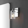SAFAVIEH Lighting Collection Jobie Brass/Glass Shade Wall Sconce Set of 2 Light Fixture, Ideal for Bathroom, Entryway, Vanity, Foyer, Hallway, Living Room (LED Bulbs Included)(Chrome)