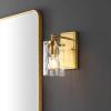 SAFAVIEH Lighting Collection Jobie Brass/Glass Shade Wall Sconce Set of 2 Light Fixture, Ideal for Bathroom, Entryway, Vanity, Foyer, Hallway, Living Room (LED Bulbs Included)(Brass)