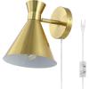 SAFAVIEH Lighting Collection Jordie Modern Brass Gold Downlight Wall Sconce Light Fixture, Ideal for Bathroom, Entryway, Vanity, Foyer, Hallway, Living Room (LED Bulb Included)(Brass)