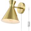 SAFAVIEH Lighting Collection Jordie Modern Brass Gold Downlight Wall Sconce Light Fixture, Ideal for Bathroom, Entryway, Vanity, Foyer, Hallway, Living Room (LED Bulb Included)(Brass)