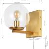 SAFAVIEH Lighting Collection Jurosa Brass/Clear Glass Globe Shade Wall Sconce Set of 2 Light Fixture, Ideal for Bathroom, Entryway, Vanity, Foyer, Hallway, Living Room (LED Bulbs Included)