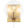 SAFAVIEH Lighting Collection Jurosa Brass/Clear Glass Globe Shade Wall Sconce Set of 2 Light Fixture, Ideal for Bathroom, Entryway, Vanity, Foyer, Hallway, Living Room (LED Bulbs Included)