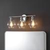 SAFAVIEH Lighting Collection Mylsa Gold/Clear 3-light Wall Sconce Light Fixture Ideal for Bathroom, Entryway, Vanity, Foyer, Hallway, Living Room (LED Bulbs Included)(Chrome/Clear)