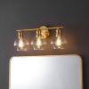 SAFAVIEH Lighting Collection Mylsa Gold/Clear 3-light Wall Sconce Light Fixture Ideal for Bathroom, Entryway, Vanity, Foyer, Hallway, Living Room (LED Bulbs Included)(Gold/Clear)