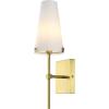 SAFAVIEH Lighting Collection Nanda Brass/White Shade Wall Sconce Light Fixture, Ideal for Bathroom, Entryway, Vanity, Foyer, Hallway, Living Room (LED Bulb Included)(Brass)