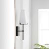 SAFAVIEH Lighting Collection Nanda Brass/White Shade Wall Sconce Light Fixture, Ideal for Bathroom, Entryway, Vanity, Foyer, Hallway, Living Room (LED Bulb Included)(Black)