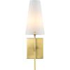 SAFAVIEH Lighting Collection Nanda Brass/White Shade Wall Sconce Light Fixture, Ideal for Bathroom, Entryway, Vanity, Foyer, Hallway, Living Room (LED Bulb Included)(Brass)
