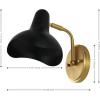 SAFAVIEH Lighting Collection Norrix Black/Brass Modern Wall Sconce Set of 2 Light Fixture, Ideal for Bathroom, Entryway, Vanity, Foyer, Hallway, Living Room (LED Bulbs Included)
