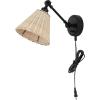 SAFAVIEH Lighting Collection Oswynn Boho Coastal Natural Rattan/Brass USB Port Wall Sconce Set of 2(Natural/Black)
