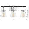 SAFAVIEH Lighting Collection Rayney Chrome/Black 3-Light Wall Sconce Light Fixture, Glass Shade Ideal for Bathroom, Vanity Over Mirror, Entryway, Foyer, Hallway, Living Room (LED Bulbs Included)(Chrome/Black)