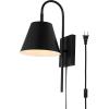 SAFAVIEH Lighting Collection Rhoeva Black Downlight Wall Sconce Light Fixture, Ideal for Bathroom, Entryway, Vanity, Foyer, Hallway, Living Room (LED Bulb Included)(Black)