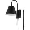 SAFAVIEH Lighting Collection Rhoeva Black Downlight Wall Sconce Light Fixture, Ideal for Bathroom, Entryway, Vanity, Foyer, Hallway, Living Room (LED Bulb Included)(Black)